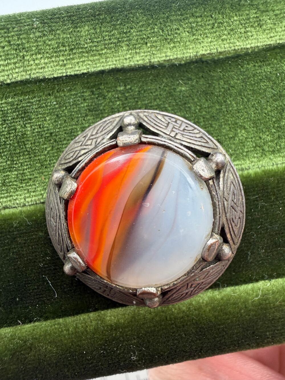 Vintage Miracle Celtic Agate brooch